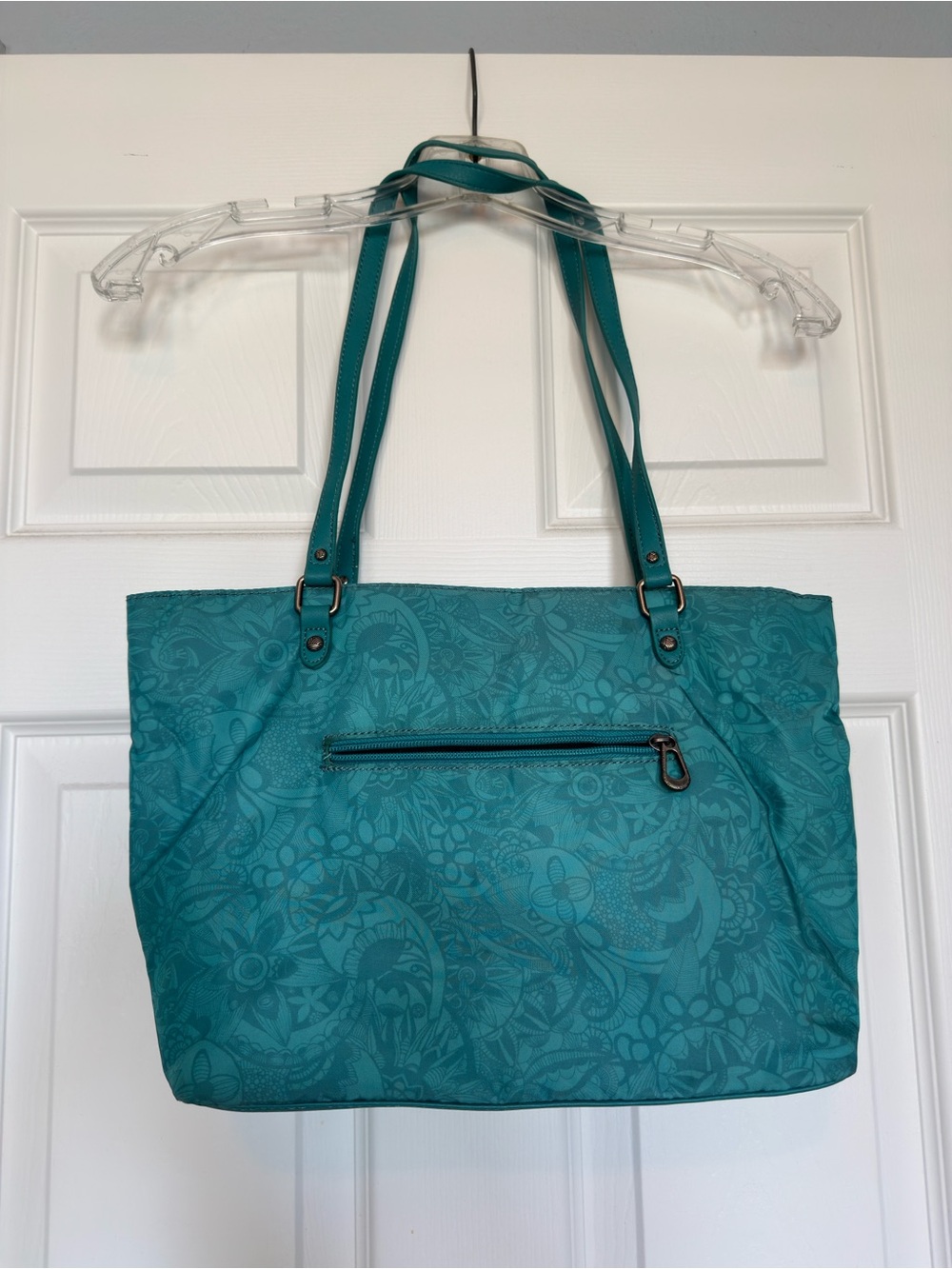 Sakroots Teal Floral-Pattern Tote with Tassel Charm - Picture 2 of 7